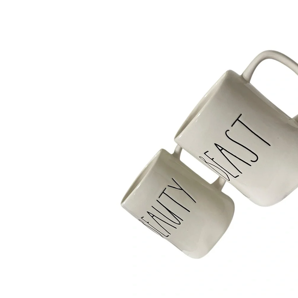 Rae Dunn White 'Beauty' and 'Beast' Mugs - Picture 4 of 6
